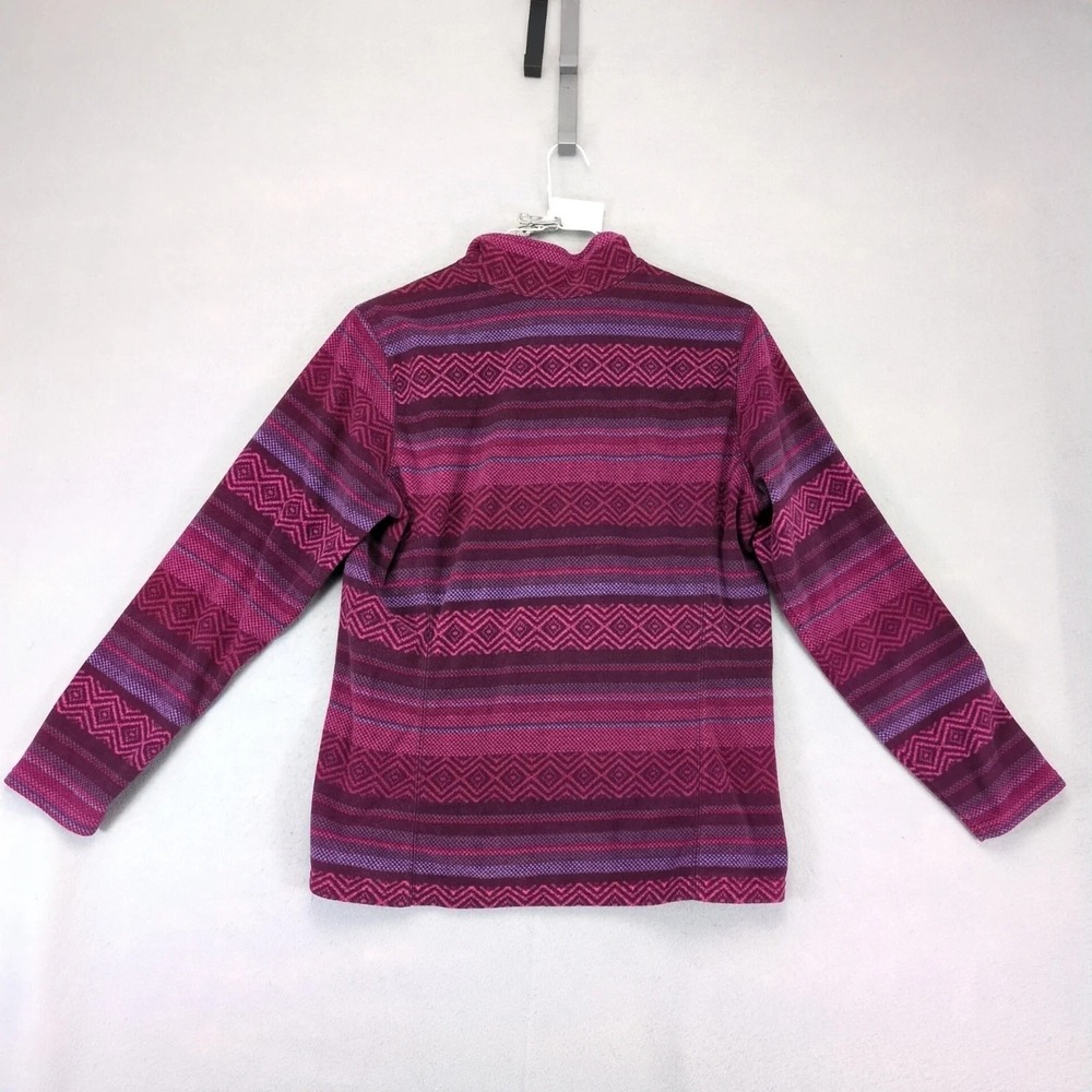 Eddie Bauer Pink Purple Geometric 1/4 Zip Fleece Jacket Womens L Gorpcore Fall - Picture 2 of 8
